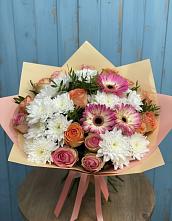 Букет цветов из:  Розы, Герберы и Хризантемы в Мышкине