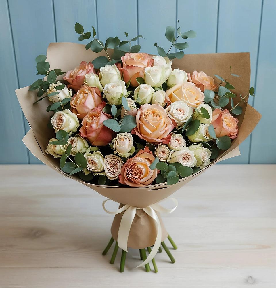 Букет цветов из: Альстромерии и Розы в Мышкине
