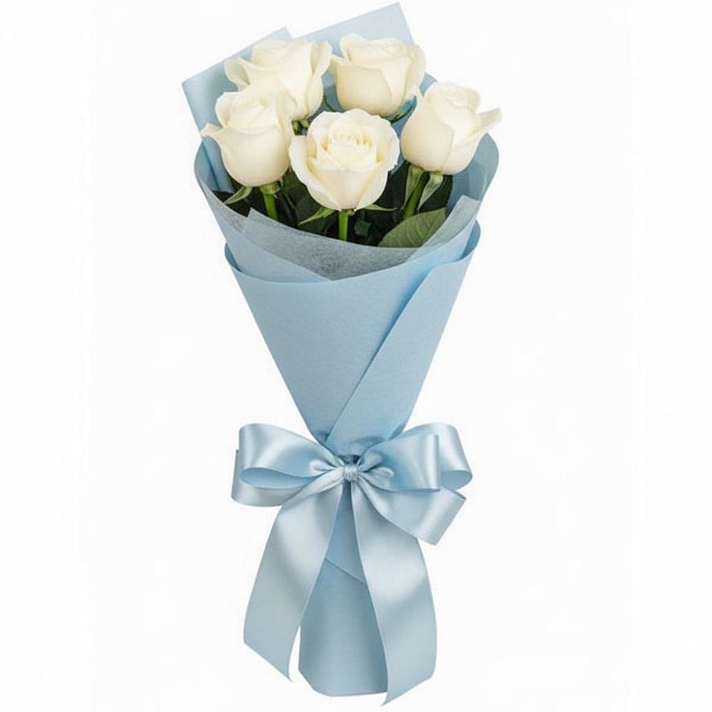 Букет 5 Белых роз Проуд в Мышкине