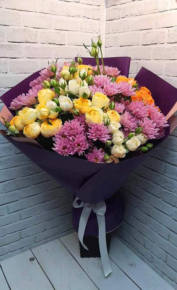 Букет цветов из: Хризантемы и Розы в Мышкине