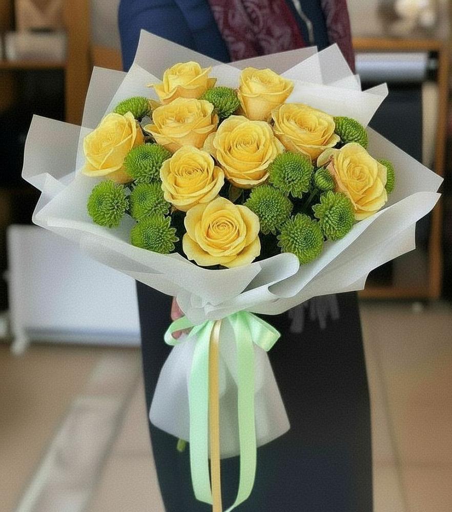 Букет цветов из: Хризантемы и Розы в Мышкине