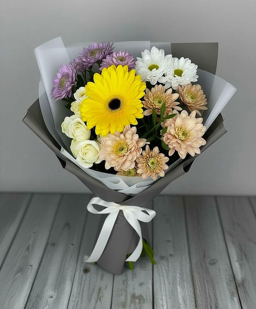 Букет цветов из: Розы, Герберы и Хризантемы в Мышкине