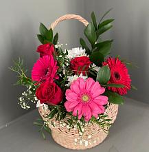Цветочная композиция из Розы, Хризантемы и Герберы в корзине #REPLACE_PRED# Мышкине