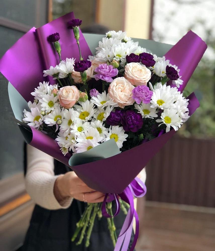 Букет цветов из: Хризантемы, Гвоздики и Розы в Мышкине