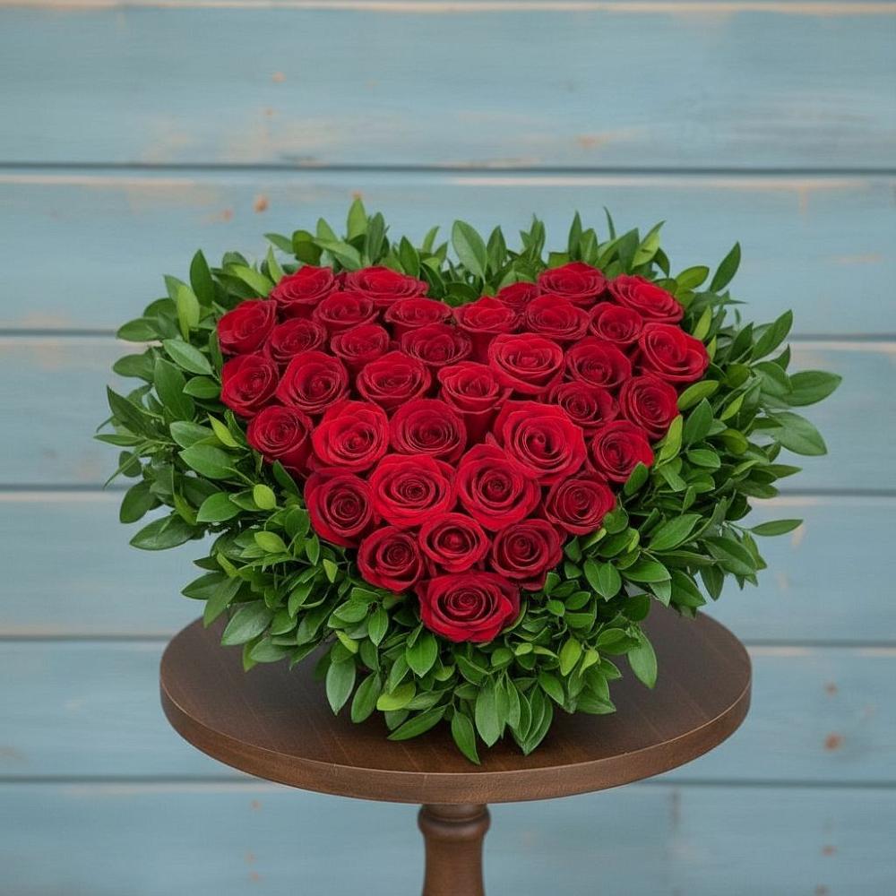 Цветочная композиция из Розы в виде сердца в Мышкине