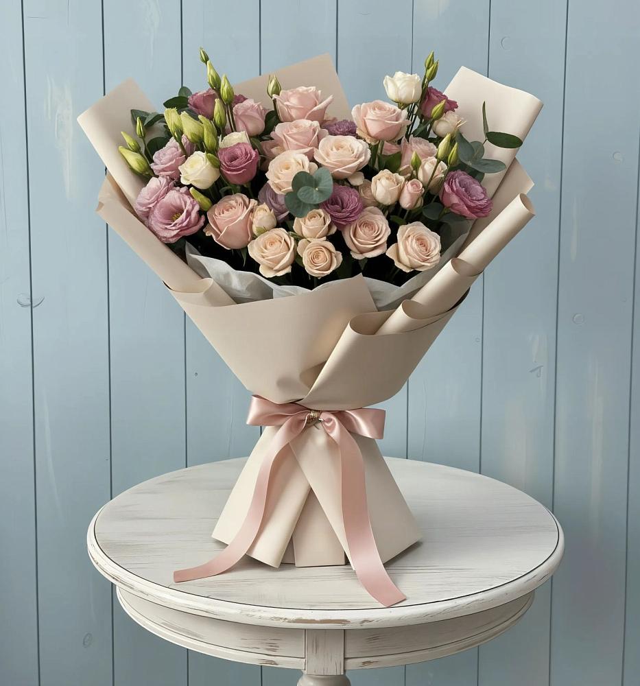 Букет цветов из: Розы и Лизиантусы в Мышкине