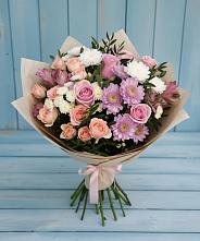Букет цветов из:  Хризантемы, Розы и Альстромерии в Мышкине