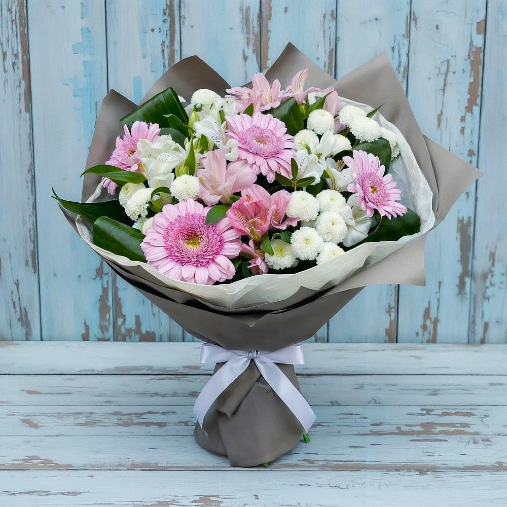 Букет цветов из: Герберы, Альстромерии и Хризантемы в Мышкине