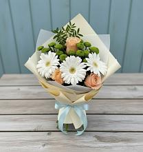 Букет цветов из:  Герберы, Розы и Хризантемы в Мышкине