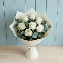 Букет Белые розы в Эвкалипте в Мышкине