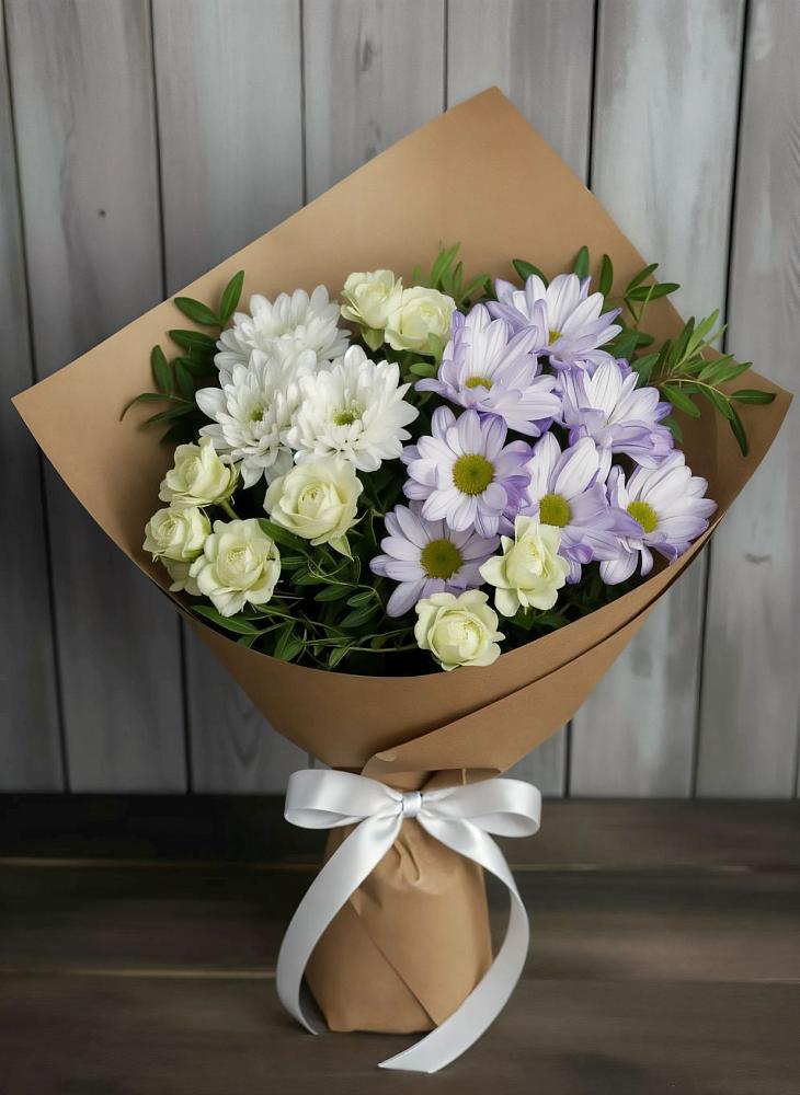 Букет цветов из: Хризантемы и Розы в Мышкине