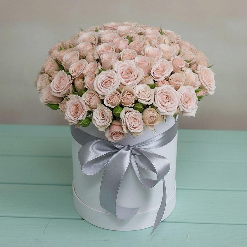 Цветочная композиция из Розы в шляпной коробке в Мышкине